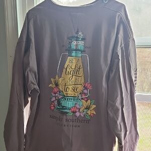 Simply Southern Long Sleeve Tee - Brown with Multicolor Design